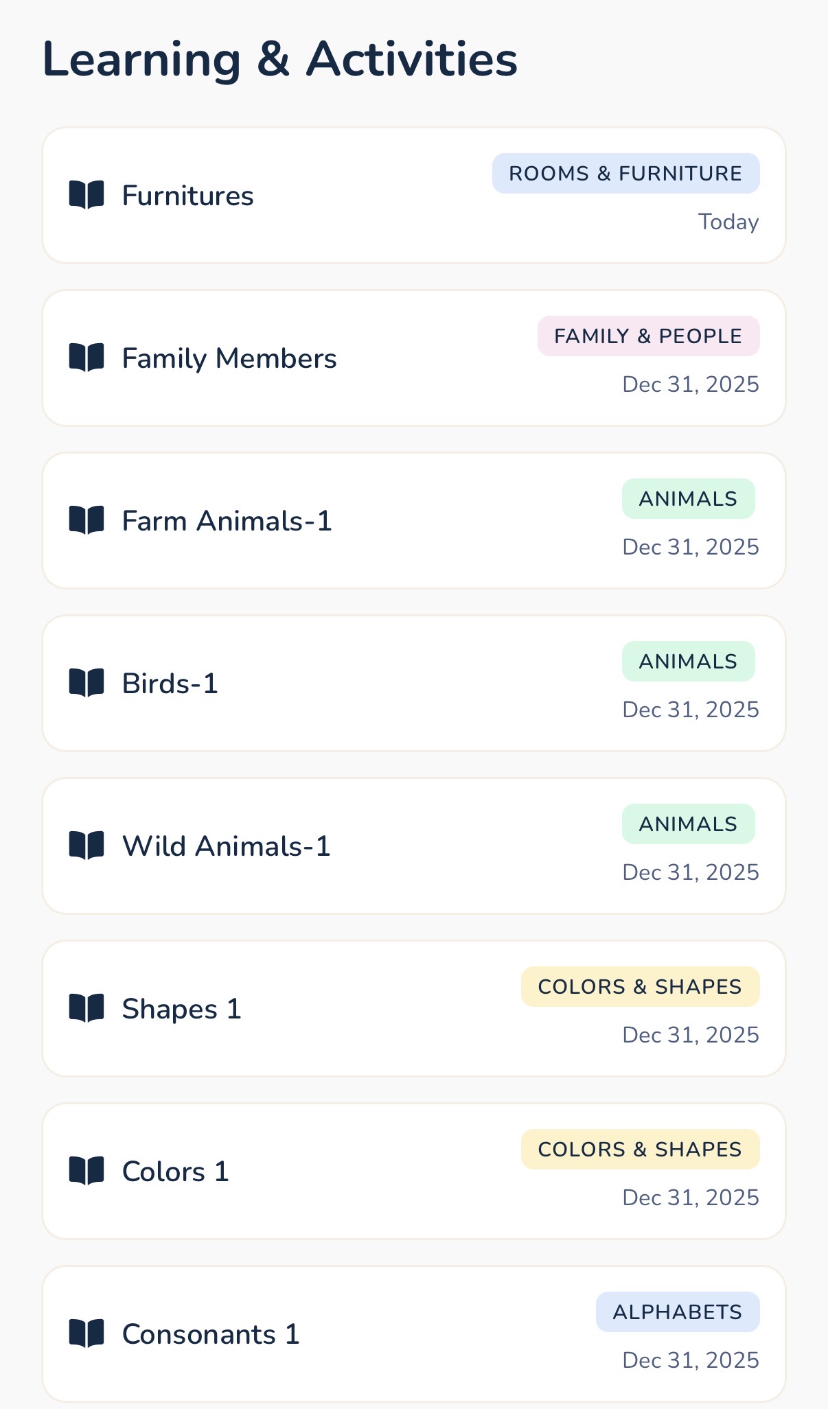 Learnings and Activities